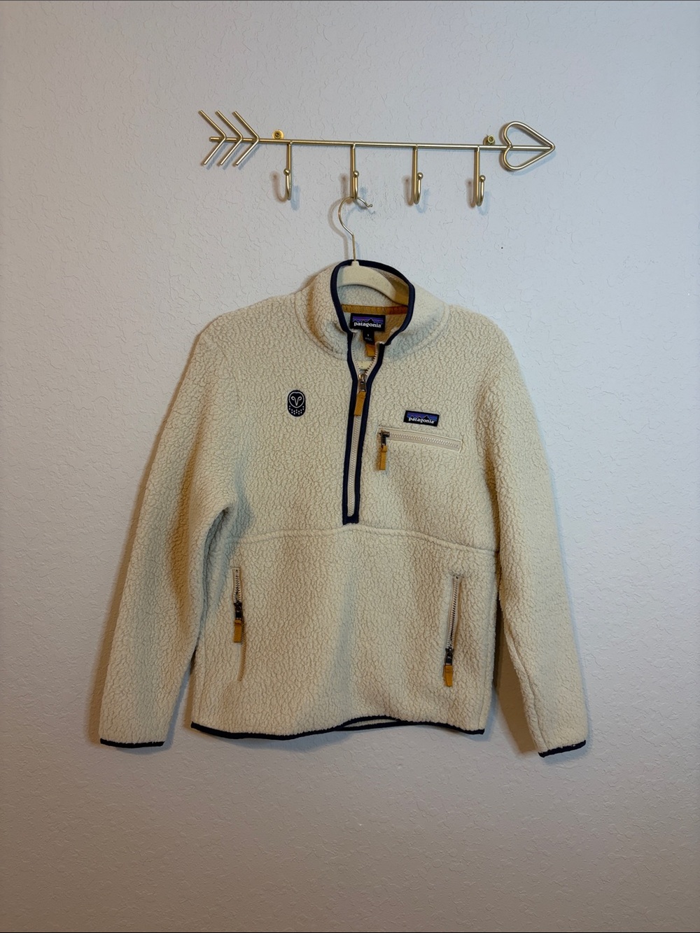 Patagonia Women’s Retro Pile Fleece 1/2 Zip Pullover Cream Size Small
